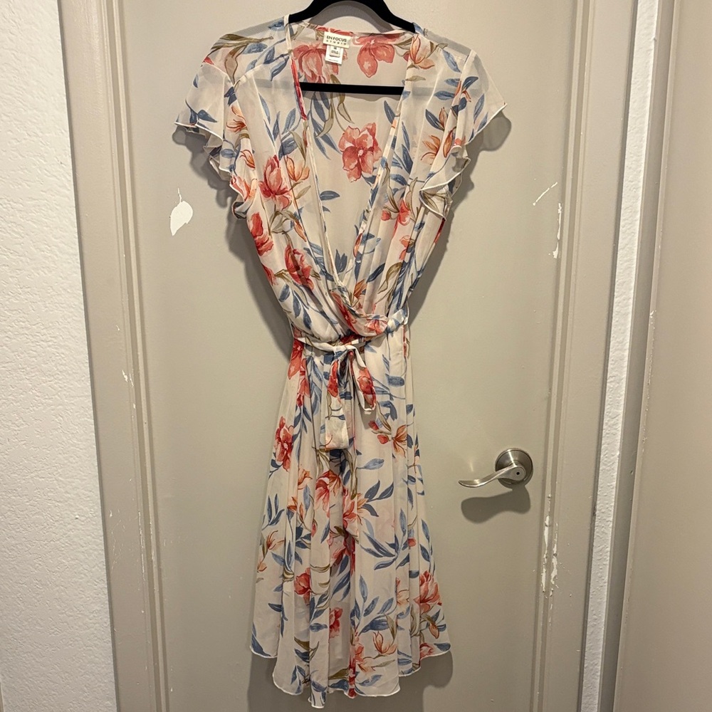 Enfocus Studio Floral Midi Dress - Cream and Red